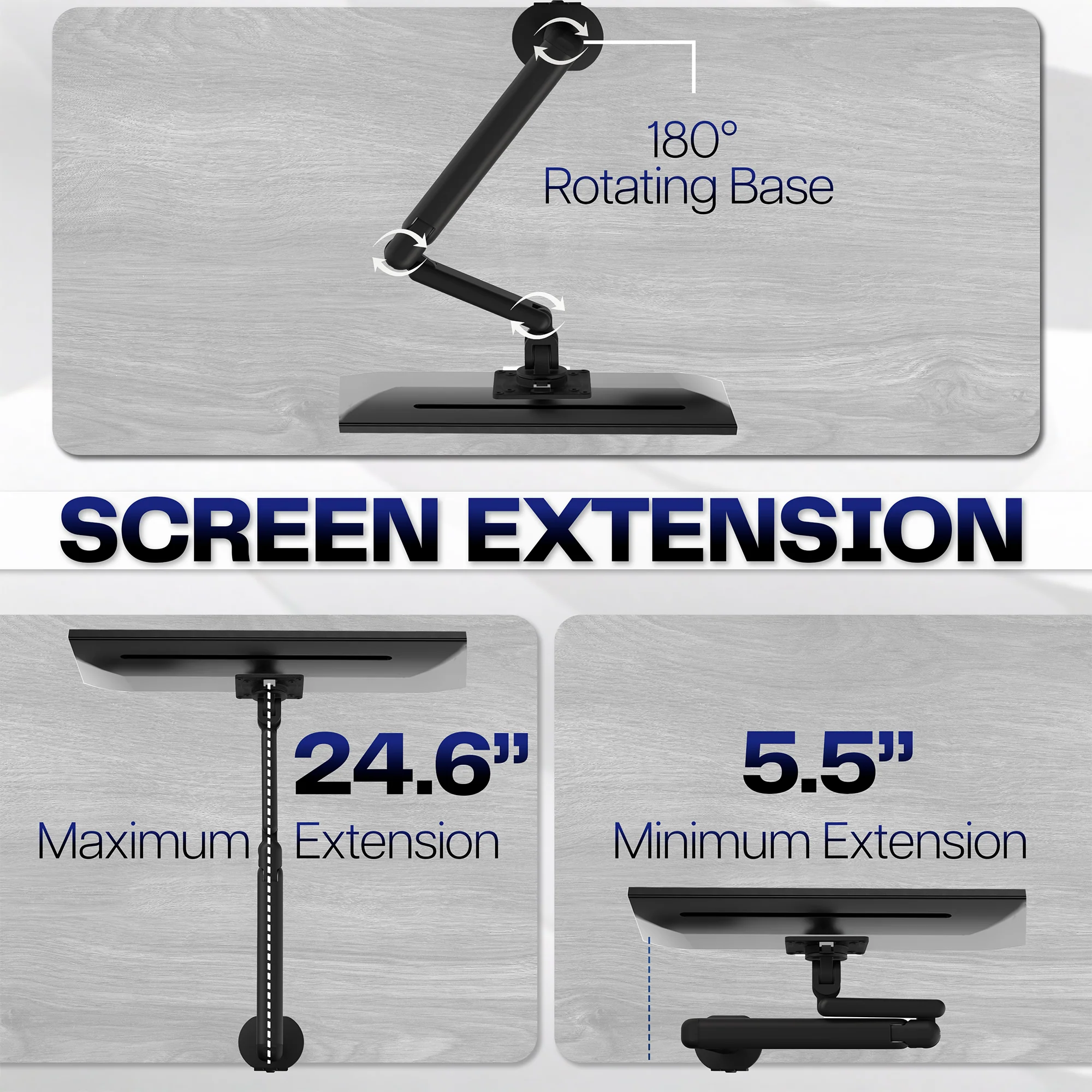 Flexible Pneumatic Arm Single Ultrawide Monitor Desk Mount - Up to 35" Screens - Image 6