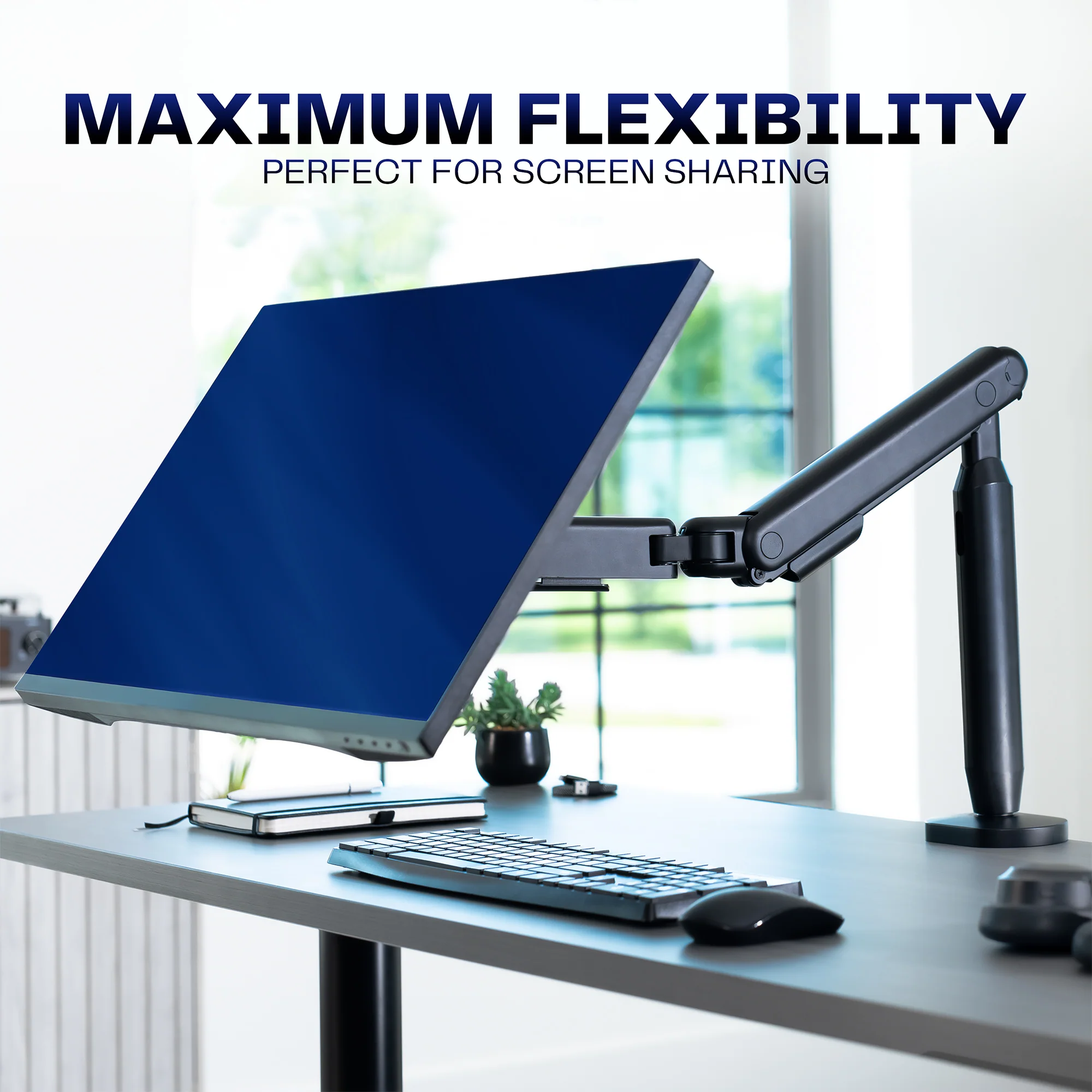 Flexible Pneumatic Arm Single Ultrawide Monitor Desk Mount - Up to 35" Screens - Image 8