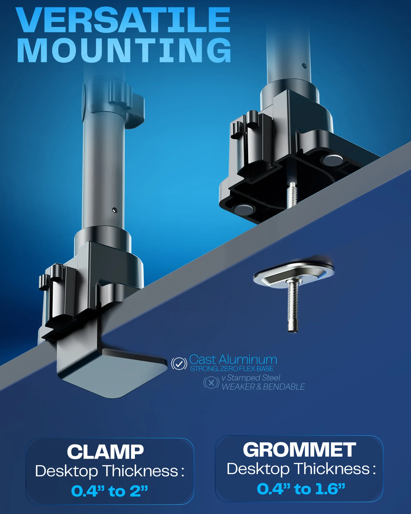 Pneumatic Arm Dual Ultrawide Monitor Extra Tall Desk Mount - Up to 49" Screens - Image 7