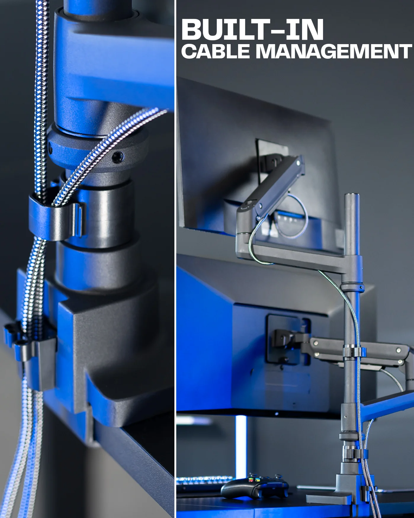 Pneumatic Arm Dual Ultrawide Monitor Extra Tall Desk Mount - Up to 49" Screens - Image 9