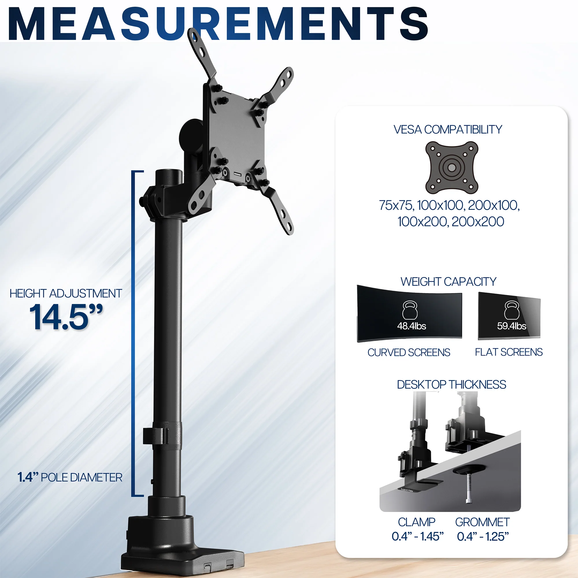 Single Ultrawide Monitor Desk Mount - Up to 57" Screens - Image 4