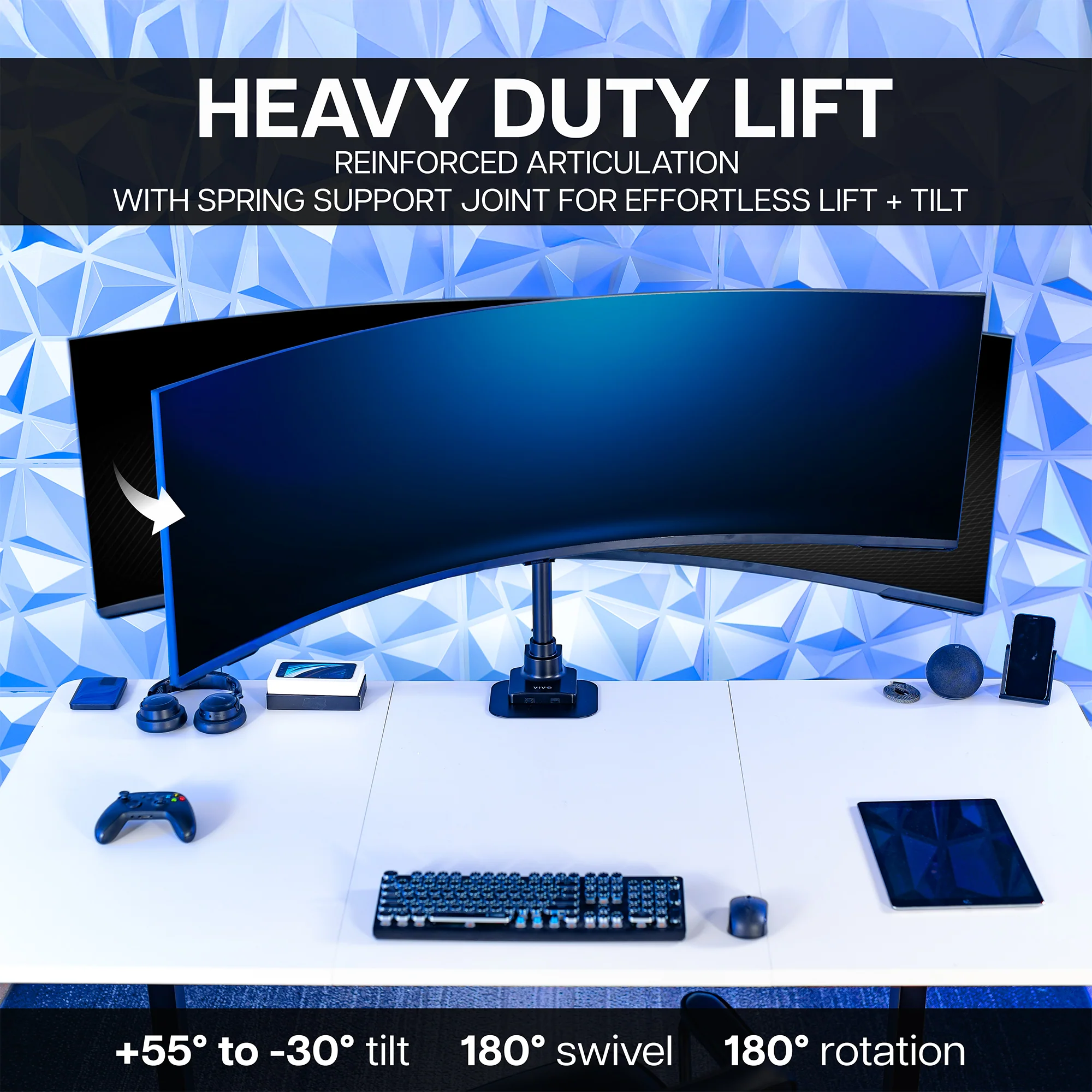 Single Ultrawide Monitor Desk Mount - Up to 57" Screens - Image 5