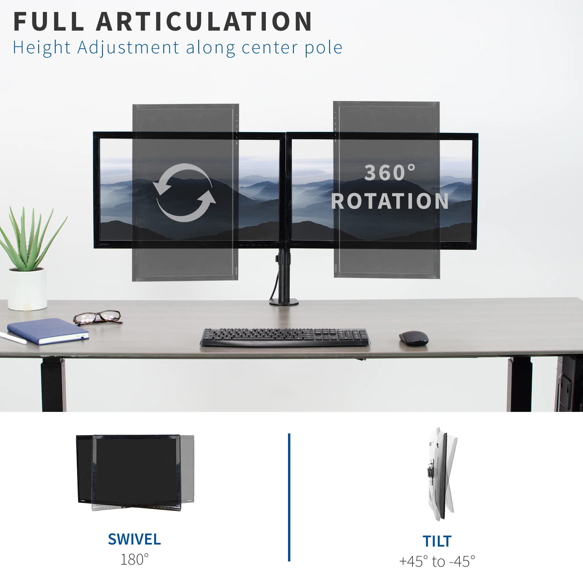 Dual 13” to 30” Monitor Desk Mount - Image 4