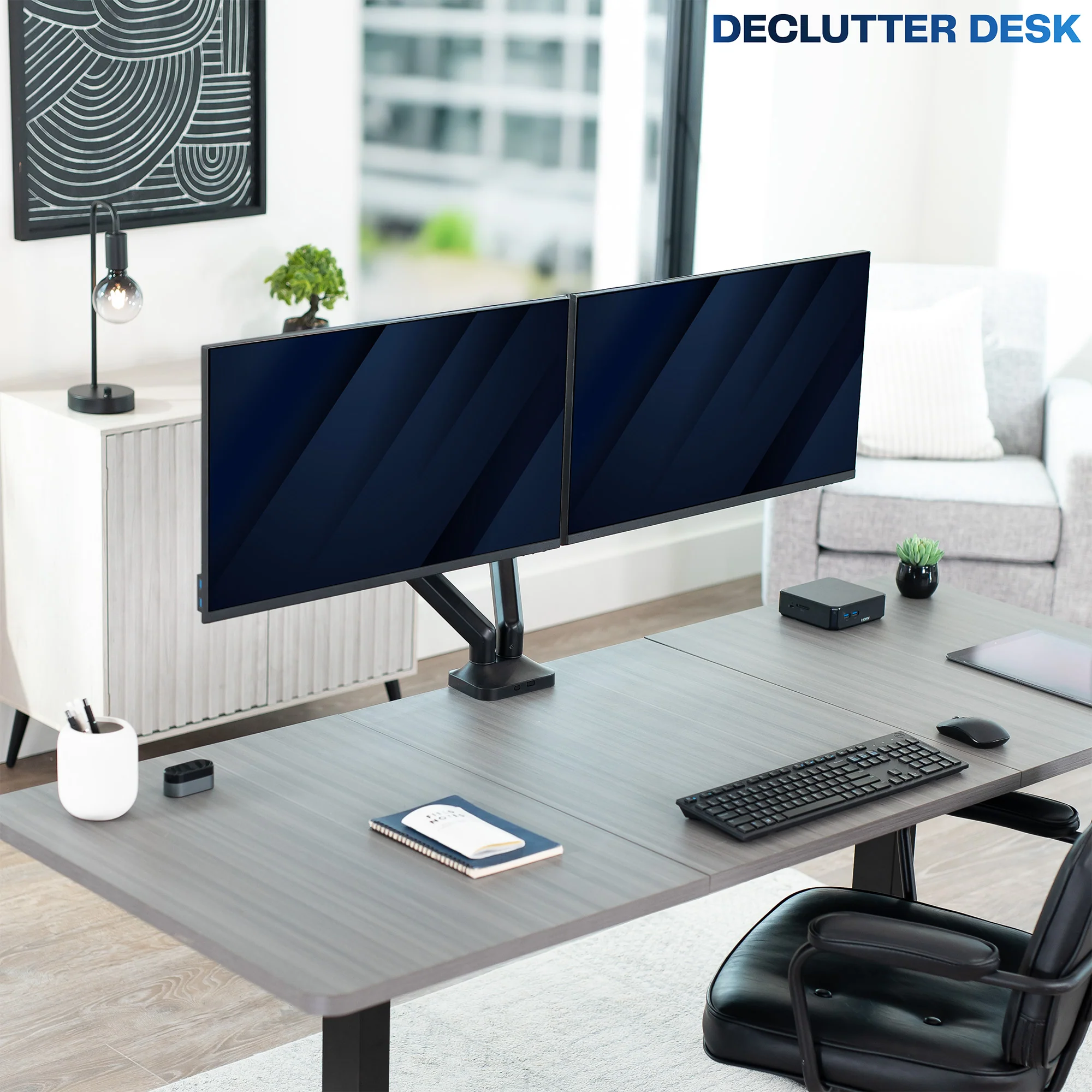 Pneumatic Arm Dual Ultrawide Monitor Desk Mount - Image 4
