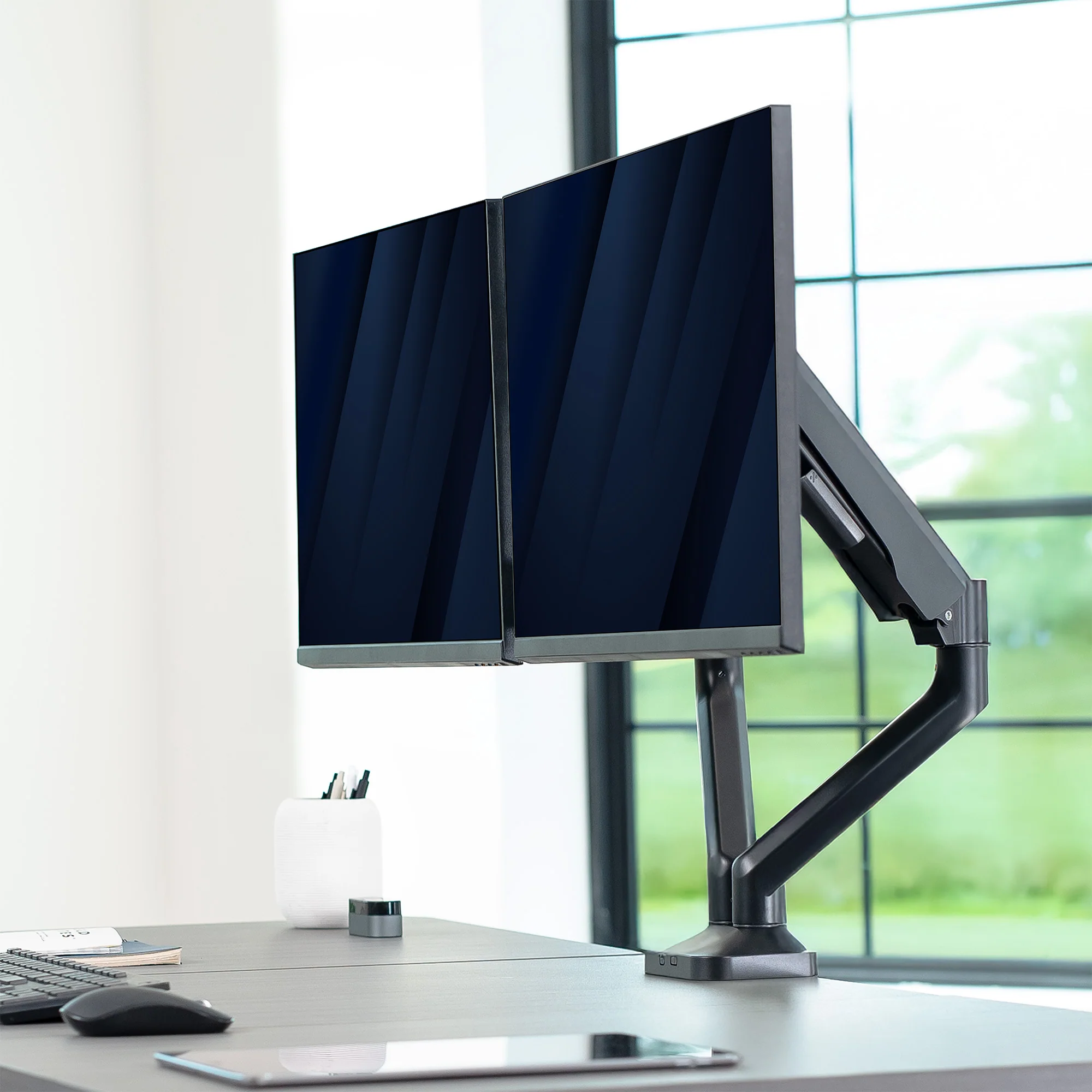 Pneumatic Arm Dual Ultrawide Monitor Desk Mount - Image 7
