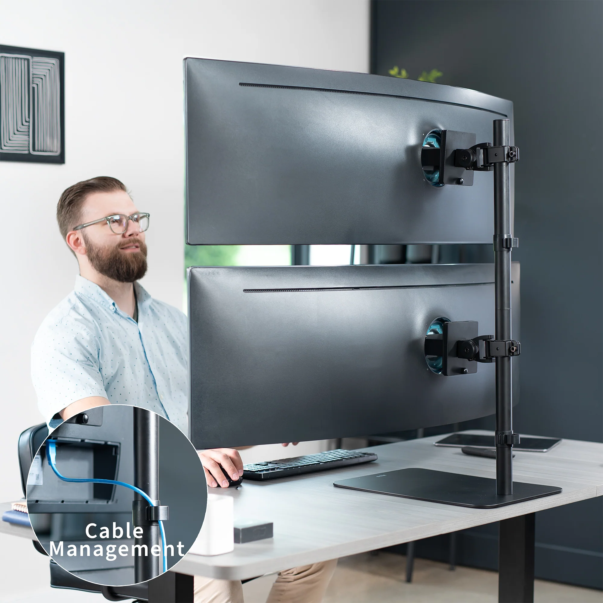 Dual Ultrawide Vertical Monitor Desk Stand - Up to 49" Screens - Image 9