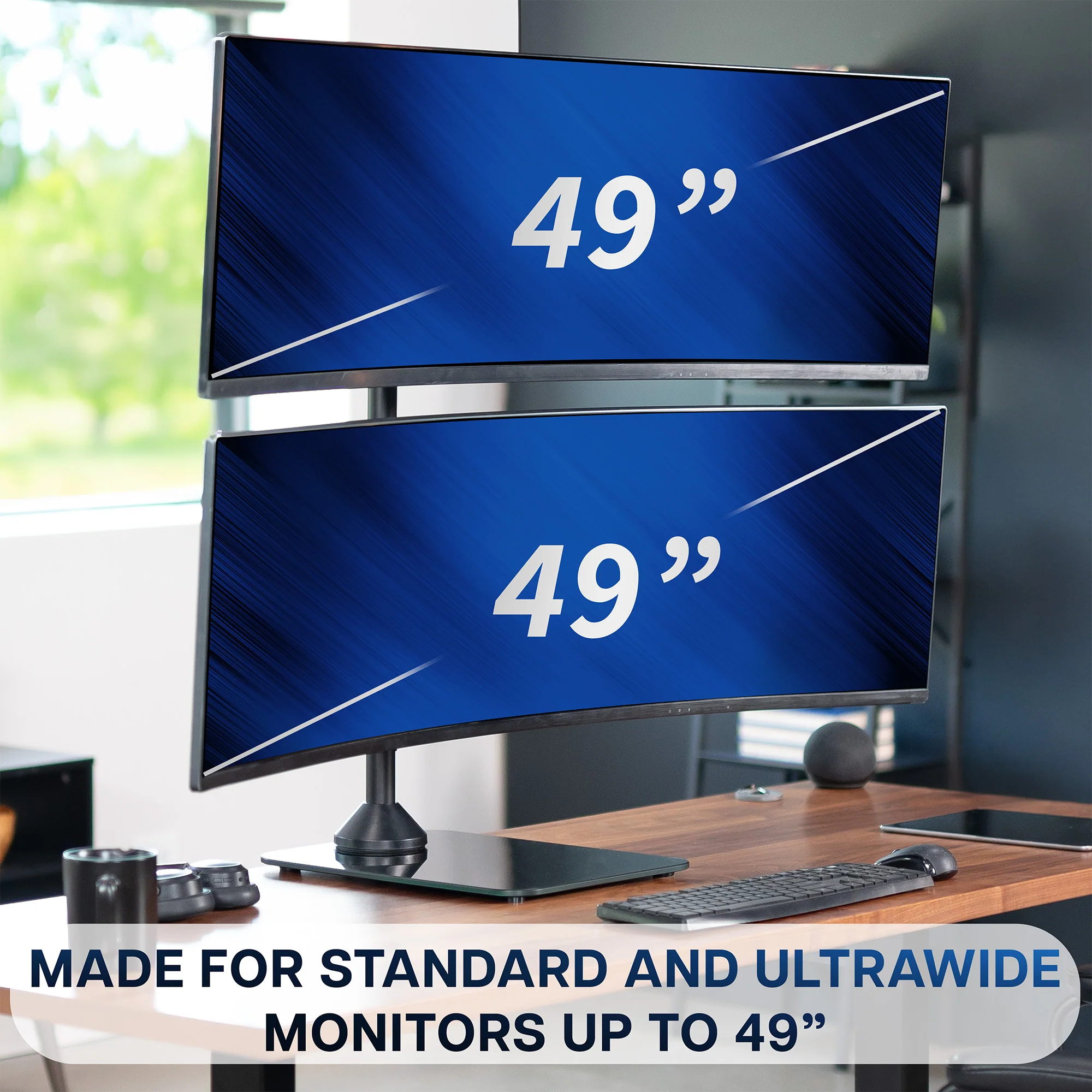 Dual Ultrawide Vertical Monitor Desk Stand with Glass Base - Up to 49" Screens - Image 4