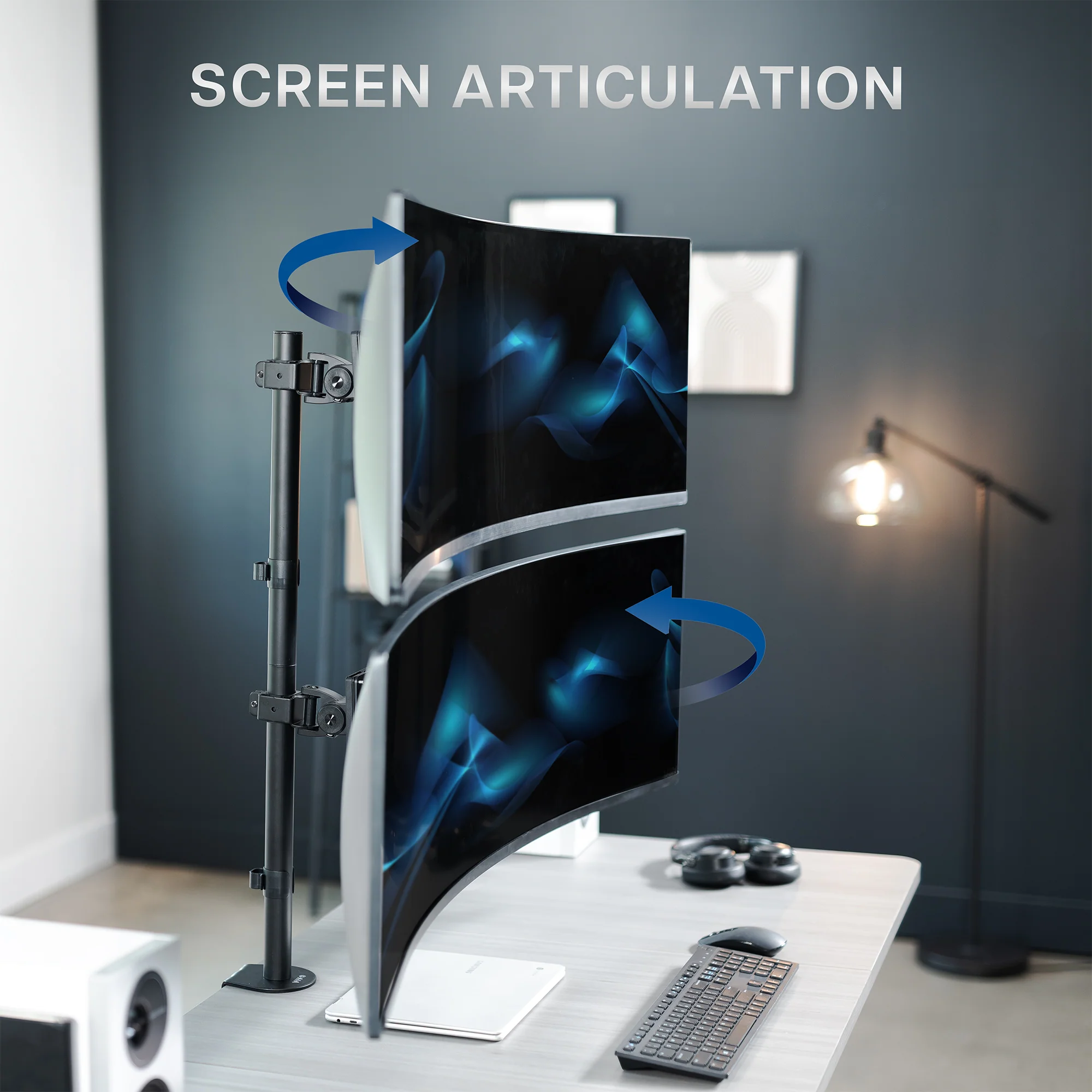 Dual Ultrawide Vertical Monitor Desk Mount - Up to 49" Screens - Image 7