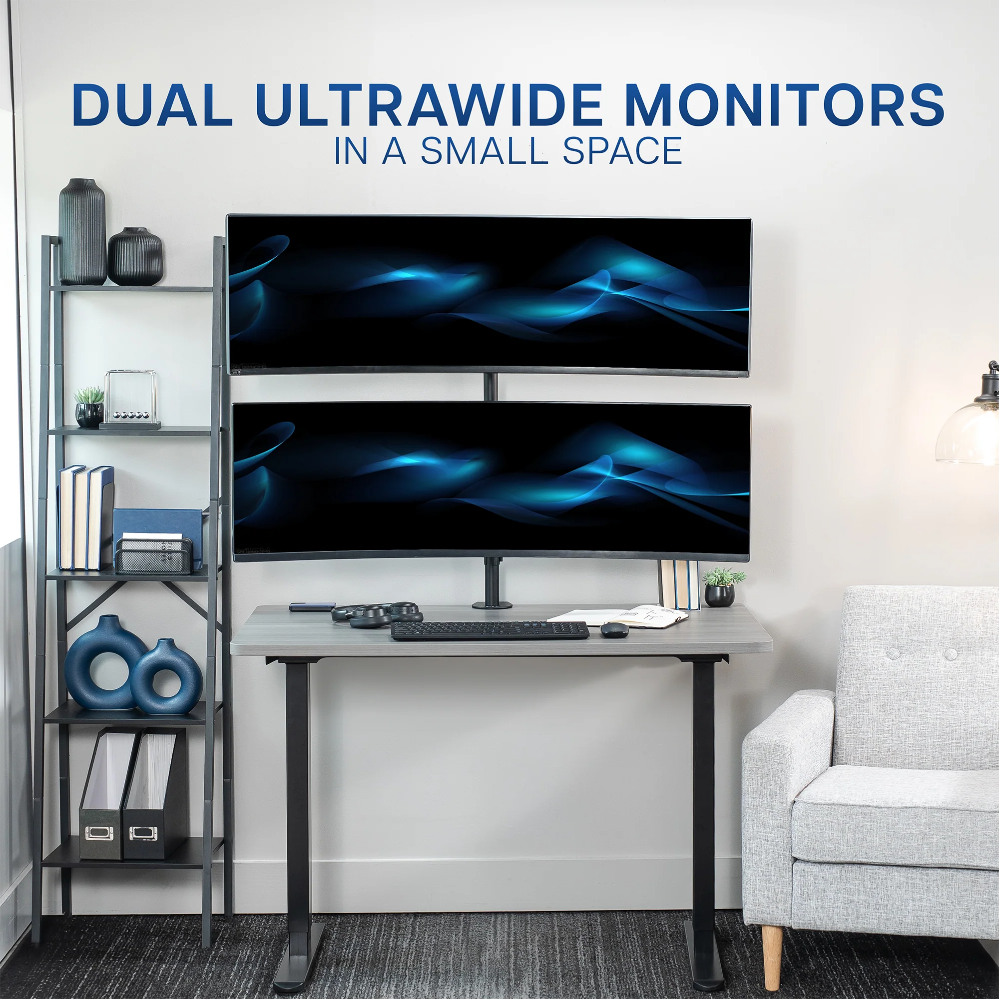 Dual Ultrawide Vertical Monitor Desk Mount - Up to 49" Screens - Image 9