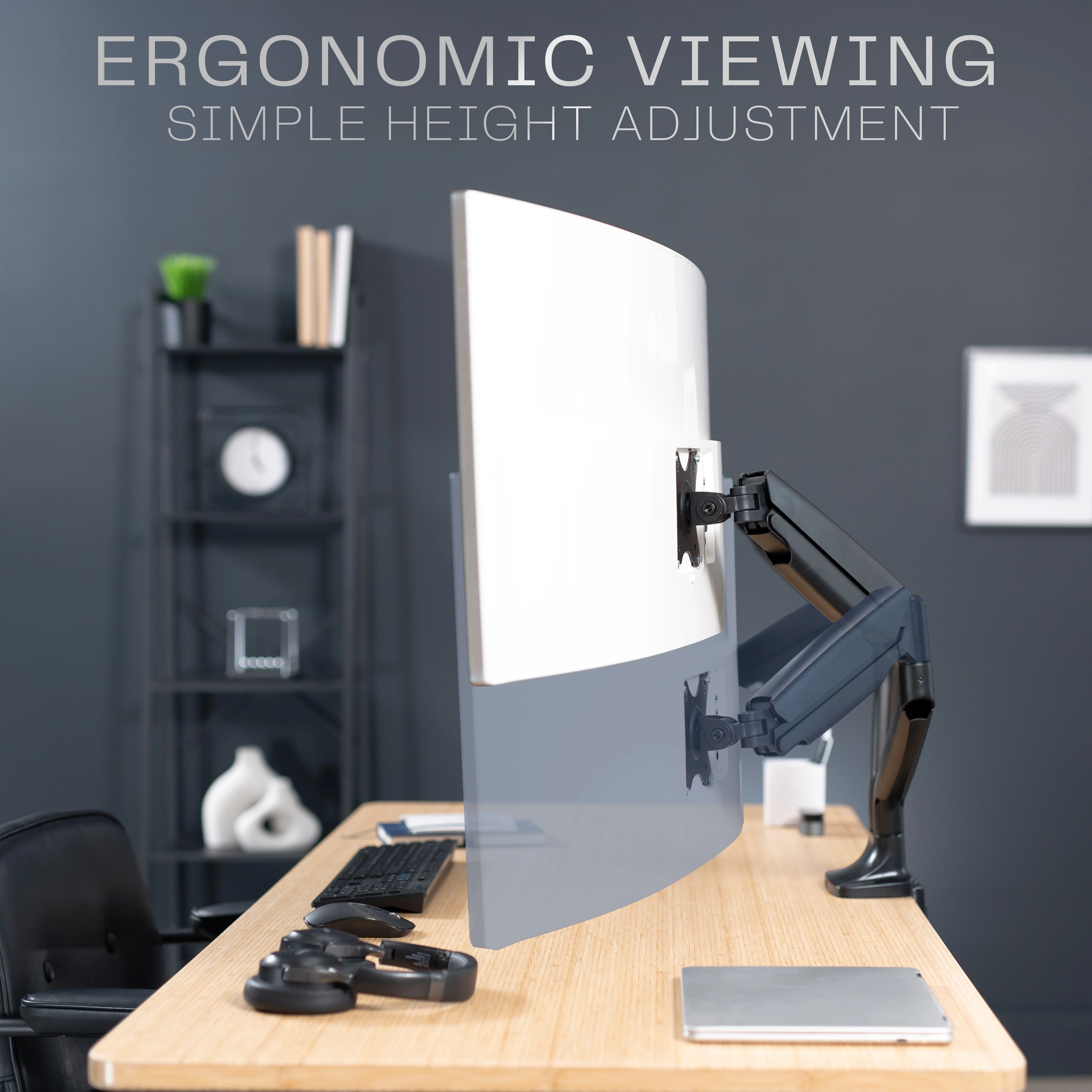 Pneumatic Arm Dual Ultrawide Monitor Desk Mount - Up to 40" Screens - Image 6