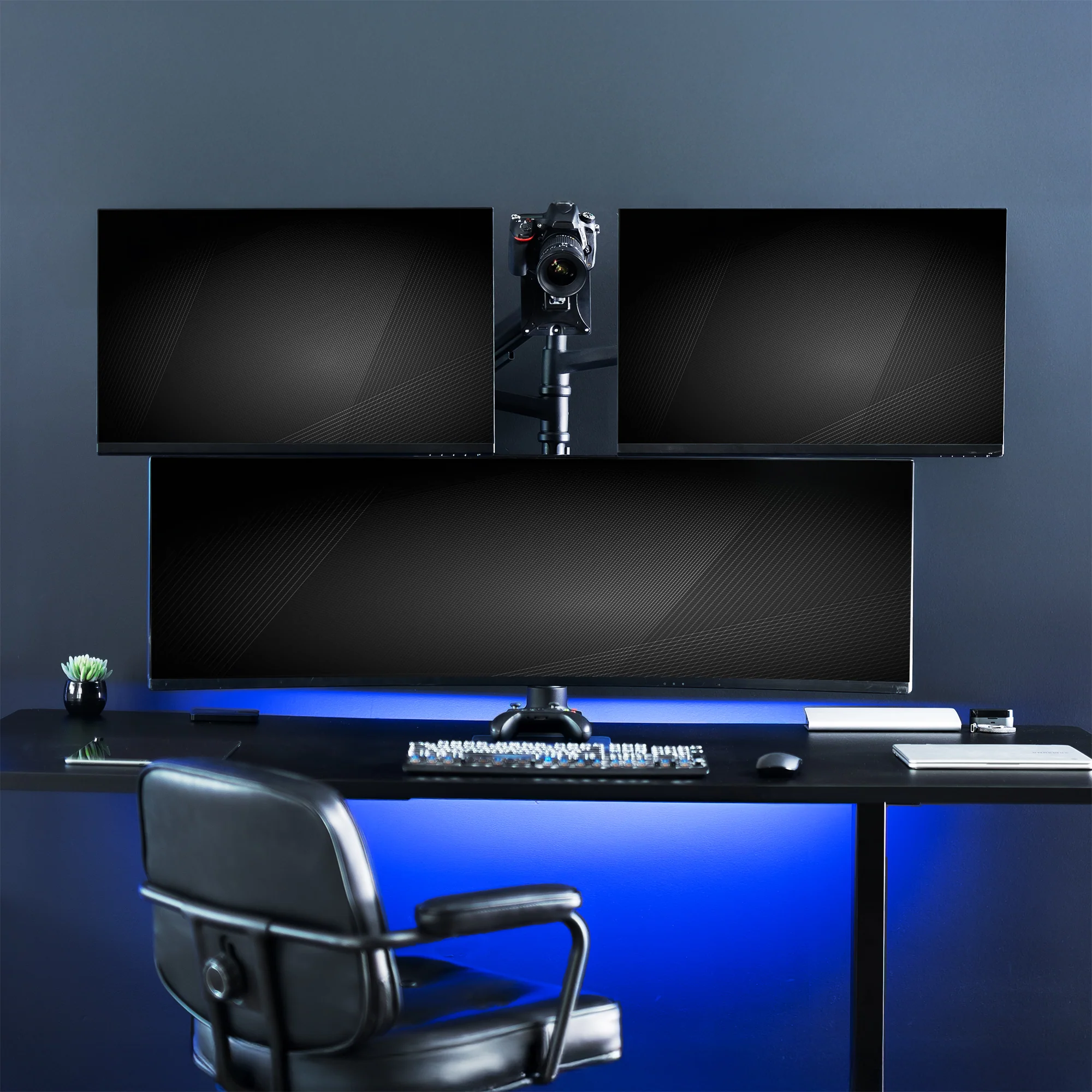 Pneumatic Arm Quad Ultrawide Monitor Extra Tall Desk Mount - Up to 49" Screens - Image 9